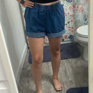 Paperbag waist mom shorts